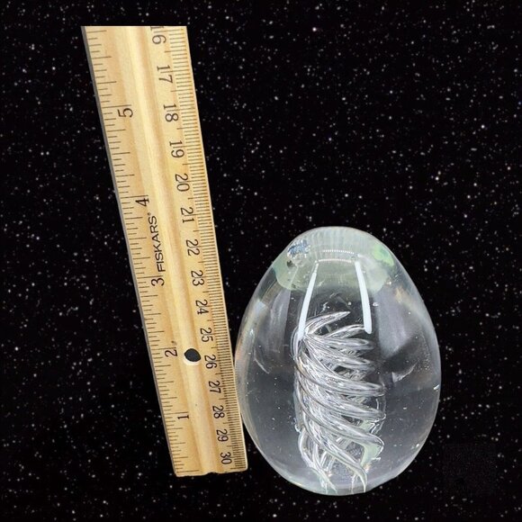 Clear Art Glass Paperweight Figurine With Swirls Inside Small Bubbles 3.5"T 2.5" - Picture 6 of 9